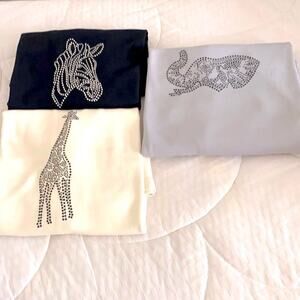 Bundle (3) NWOT The Signature Collection Animals L Giraffe, Elephant, Zebra